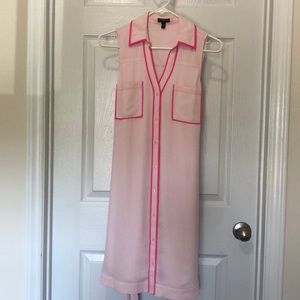 Express Pink Contrast Piping Portofino Shirt Dress